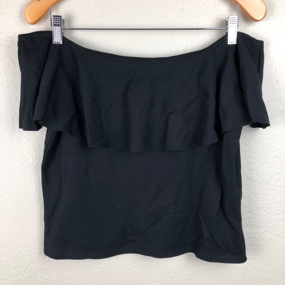 Dr. Denim Marina Ruffle off the shoulder knit top